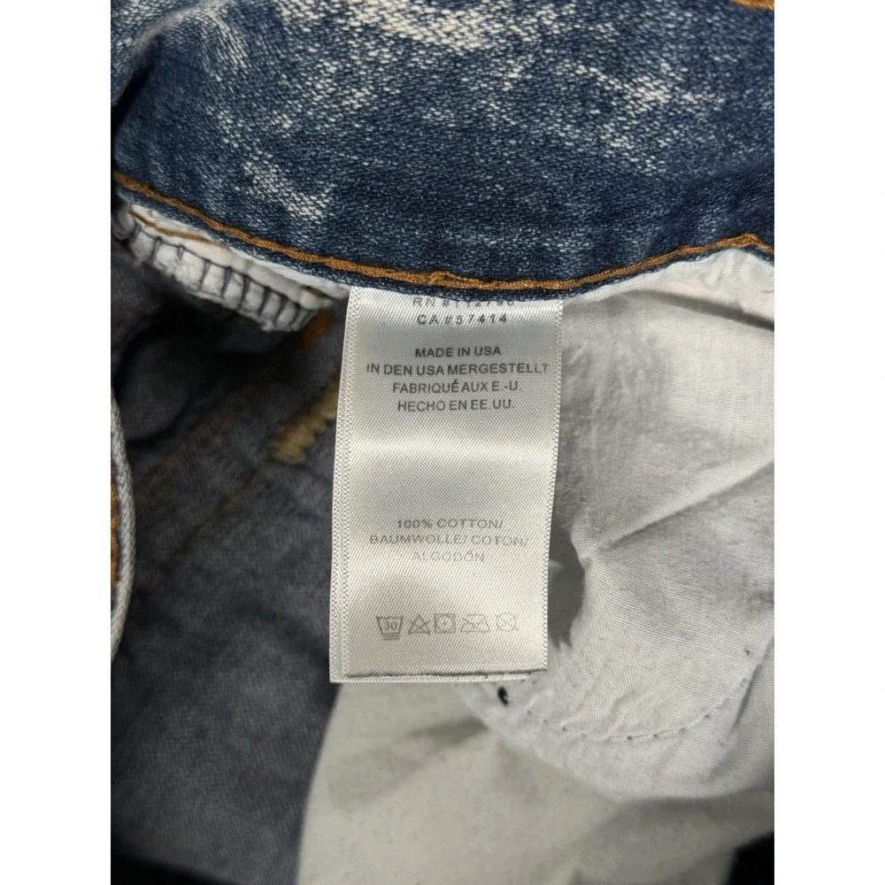 True Religion Ricky Straight Jeans Mens 34 Acid Wash Distressed Flap Pocket USA